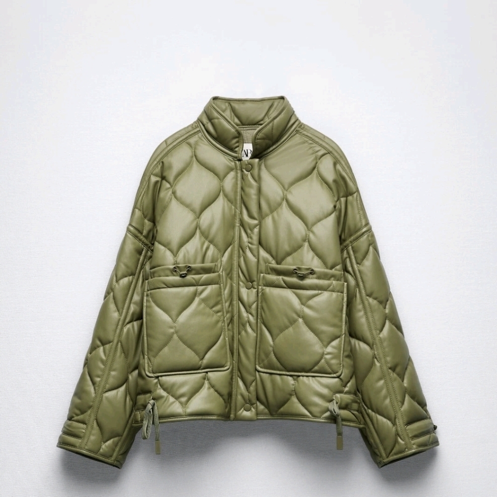 Zara, Avocado Green, Quilted Women's Jacket,Size L
